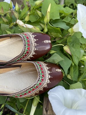 Maroon Beautiful Embroidered Khussa Shoes UK