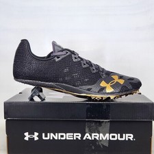 Size 10.5 - Under Armour HOVR Smokerider Track Cleats - Black / Gold - Mens