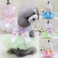 Dog Cat Bow Flower Dress Lace Skirt Pet Puppy Princess Costume Dress Clothes