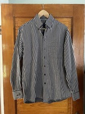 Scott Barber Mens Sz Medium Long Sleeve Shirt Striped Button Up Front
