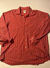 Vintage Lacoste Mens Long Sleeve Button-up Shirt Vertical Striped Red Size 44