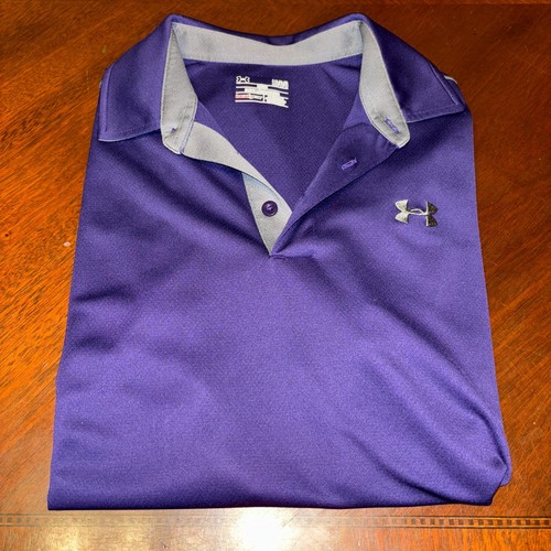 Under Armour Heat Gear Loose Golf Poloshirt Lila Einfarbig Herren M Kurzarm
