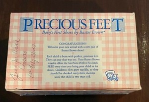 Vtg Precious Feet Baby's First Shoes by Buster Brown in Original Box 2M