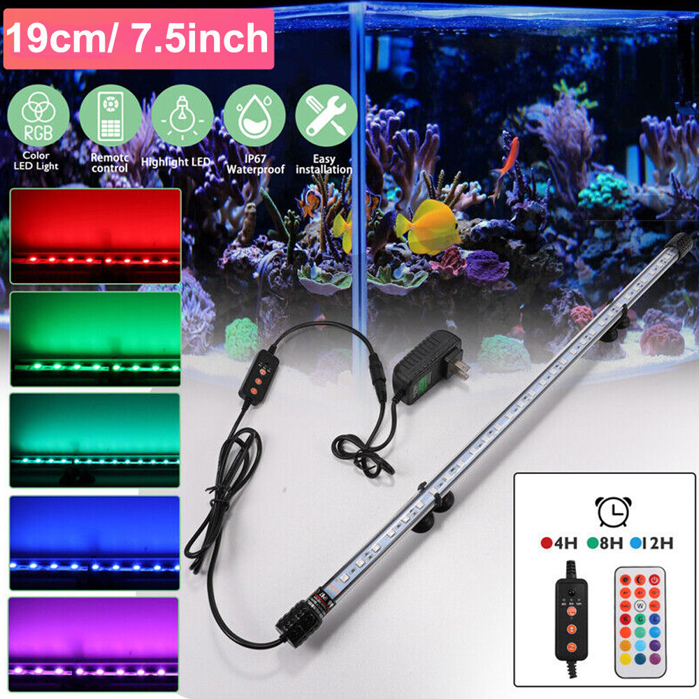 Aquarium Underwater Fish Tank RGB LED Light Submersible Strip Lamp w ...