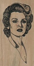 Lady Looking Forward 2 x 3 1/2" Rubber Stamp, Woman Stamp, Lady Stamp
