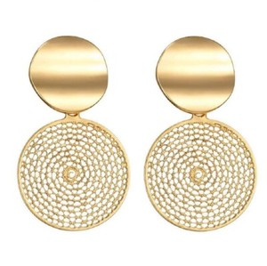 Authentic Ladies 18K Gold Plated Dream Catcher Geometric Round Stud Dangling Earrings