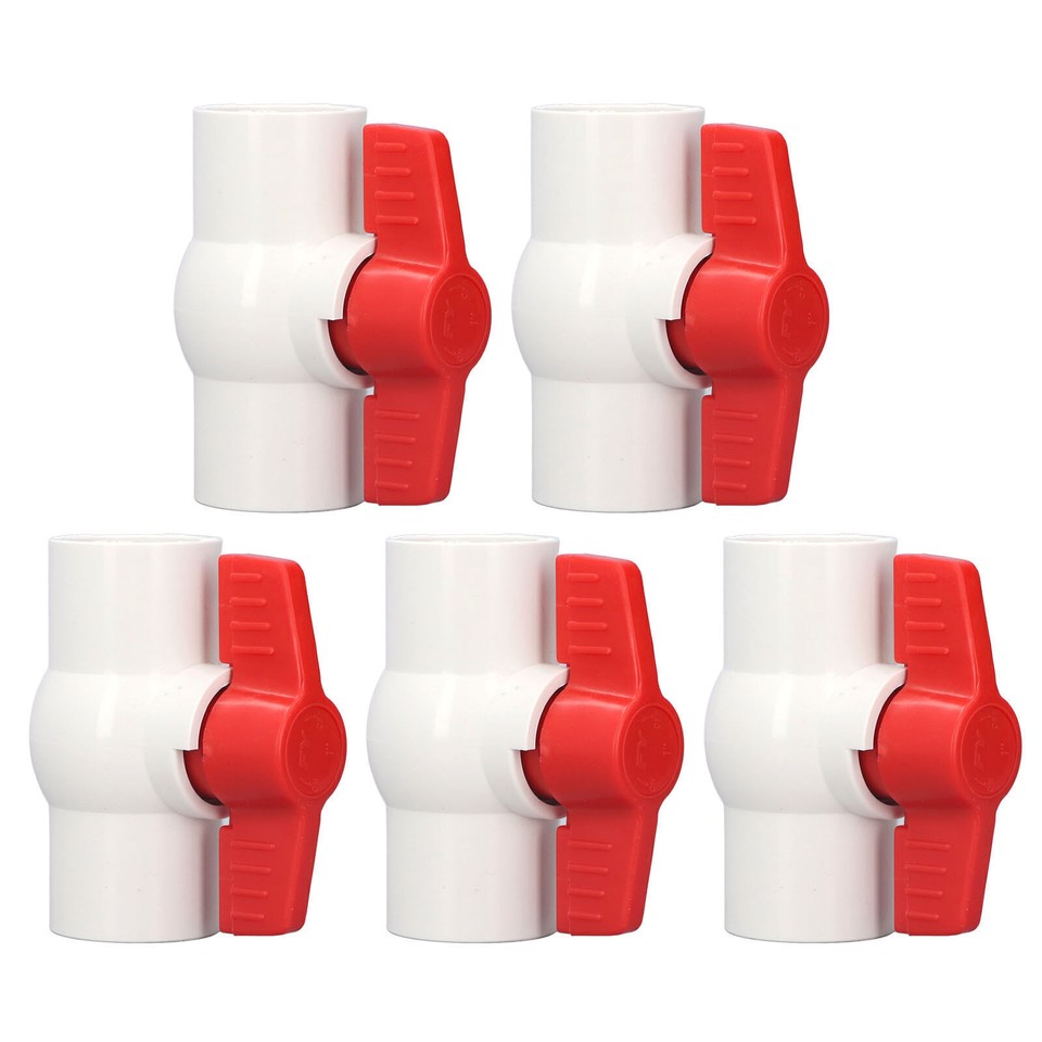 5Pcs Water Supply Ball Valve PVC Plastic Screw Switch Tubing Hose Pipe