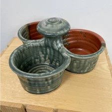 Ceramic chip and dip set handmade 