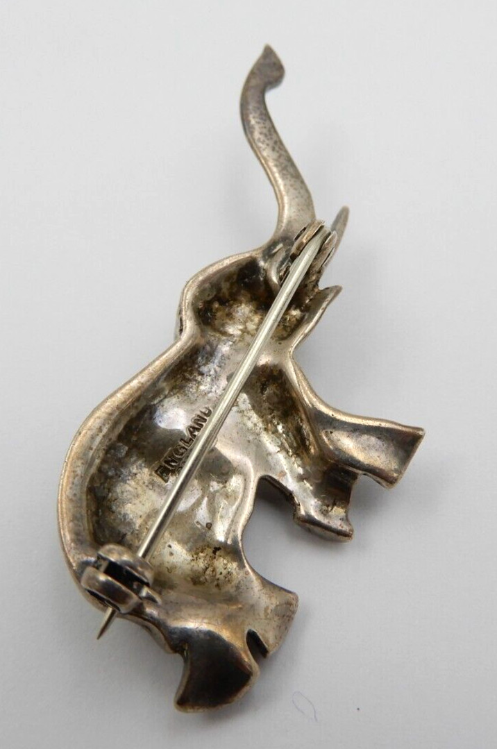 VINTAGE SOLID SILVER ELEPHANT WITH MARCASITES & R… - image 10