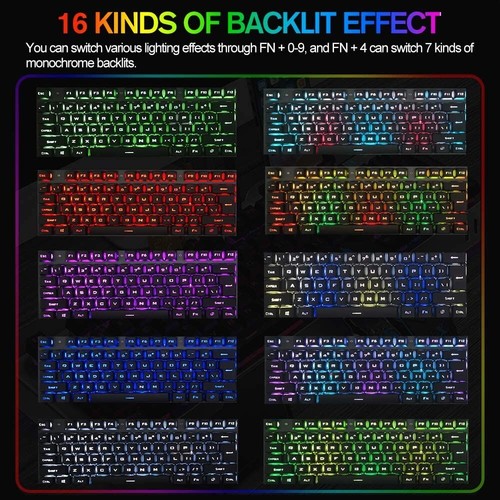 Wired Gaming Keyboard Mouse and Wrist rest Set Metal Panel RGB Floating keycaps - Picture 3 of 17