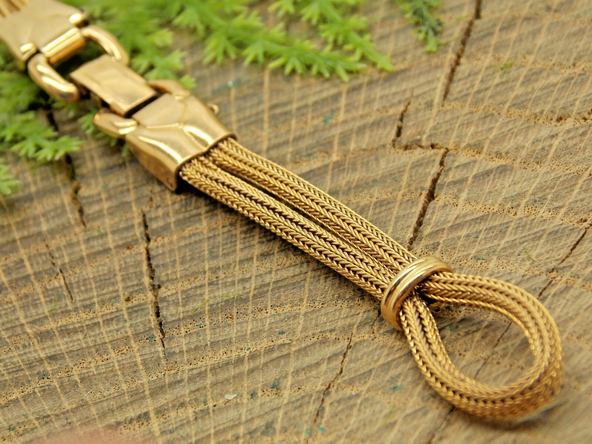 Vintage Kestenmade NOS Butterfly Clasp Watch Band Loop End Mesh Cord Gold  Filled