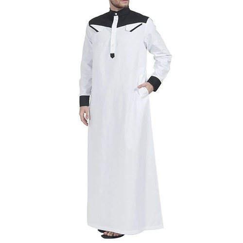 Premium Quality Men's Muslim Long Sleeve Saudi Arab Kaftan Jubba Tunic Robe - Picture 3 of 32