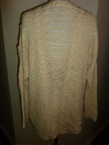 ASTR THE LABEL Shredded Back Baggy Sweater Pullover Ivory M Medium - Picture 10 of 11