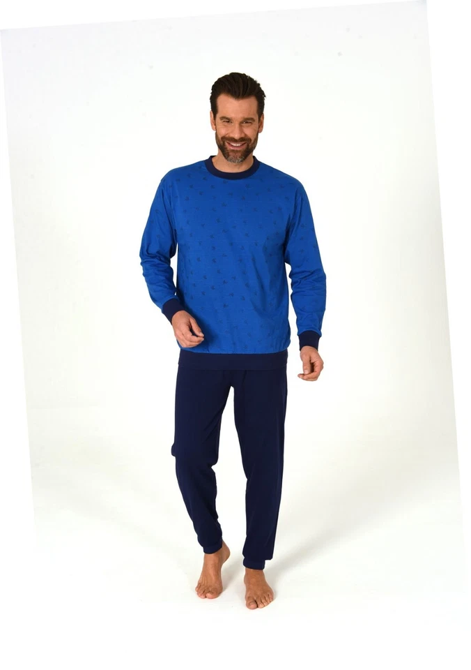 Neu Herren/Männer Schlafanzug/PYJAMA Grau/Blau 100% Baumwolle Rechtecke 0714 - Bild 2 von 4