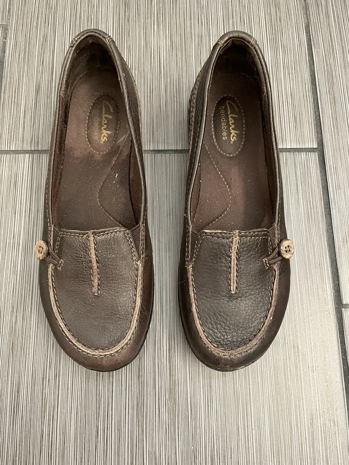 Mocassini pieghevoli Clarks Ashland da donna taglia 7M marroni in pelle testurizzata