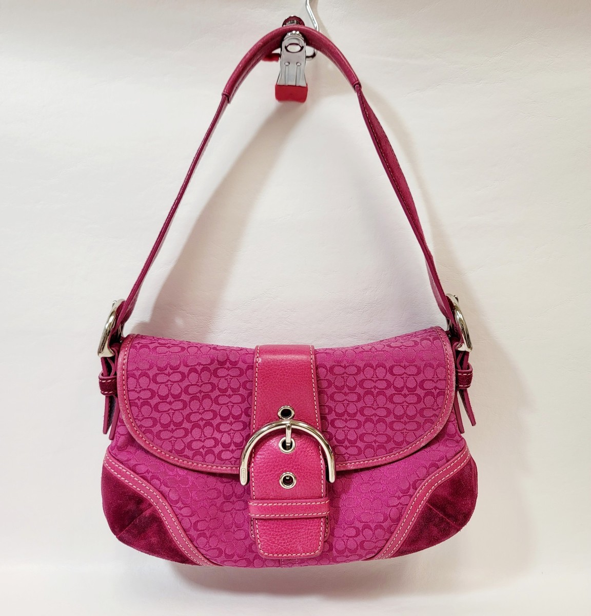希少✨Vintage Coach Signature Handbag Pink Coach Vintage Y2K Hot Pink Signature C Purse | eBay