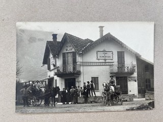 T) Postcard small size Domodossola Verbania trattoria Milani