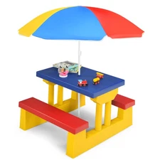 Honeyjoy Kids Picnic Table Set W/Removable Umbrella Indoor Outdoor Garden Patio
