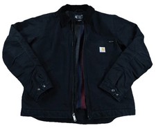 Carhartt Detroit Jacket Men M Black Relaxed Fit Blanket Lined Duck OJ3828-M EUC