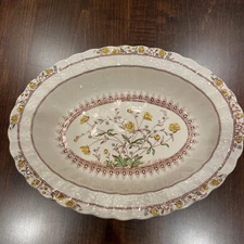 Vtg Copeland Spode Buttercup Old Backstamp Oval Vegetable Bowl 10.5”