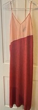 Lulus Maxi Slip Dress XS Pink/Red Colorblock V-Neck Strappy Chiffon Poly