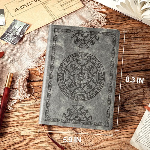 CAGIE Leather Vintage Journal for Men Soft Cover Lined Pages A5, Grey  - Picture 4 of 9