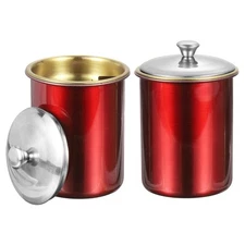2pcs Car Ashtray with Lid Stainless Steel Smokeless Smell Butt Bucket, Red