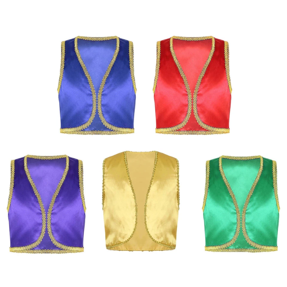 Disfraz de Príncipe Árabe para Niños Chaqueta Frente Abierto Chaleco Halloween Juegos con disfraces Vestir Foto 3 de 4