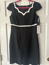 Tahari Arthur s Levine Dress Black & White Fitted  Size 6 New NWT LORD & Taylor