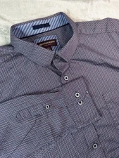 Johnston & Murphy Shirt Mens 2XL Blue Red Geometric Button Down Long Sleeve