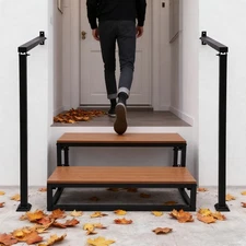 2 Steps Stairs With Handrail Garage Steps Prefab Outdoor Wooden Stairs