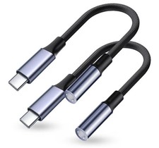 USB type C-0.138-in headphone jack adapter 2pcs USB C to Aux female audio Dongle