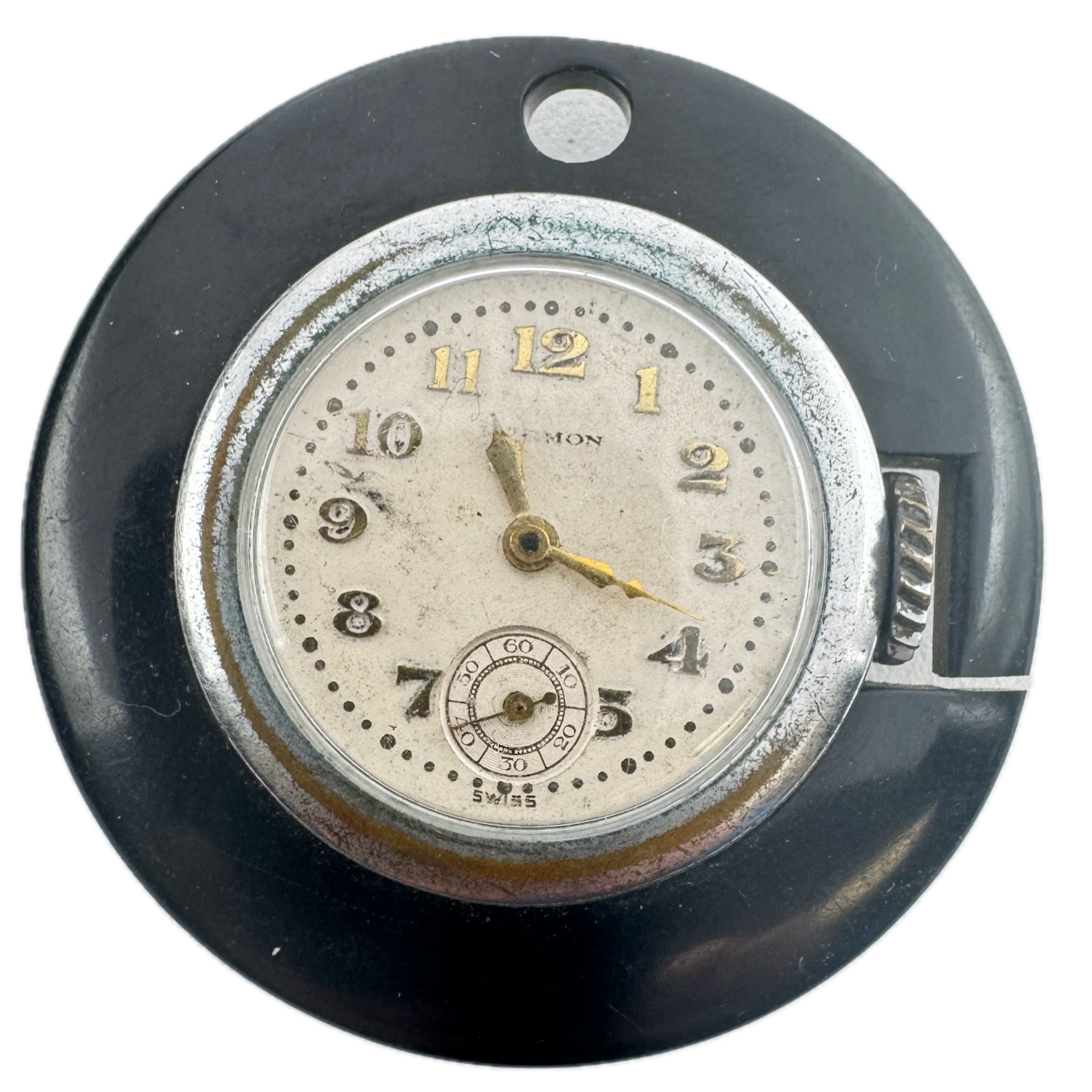 Vintage Evkob Ladies Mechanical Pendant Watch Swiss Chrome Plated Plastic Case