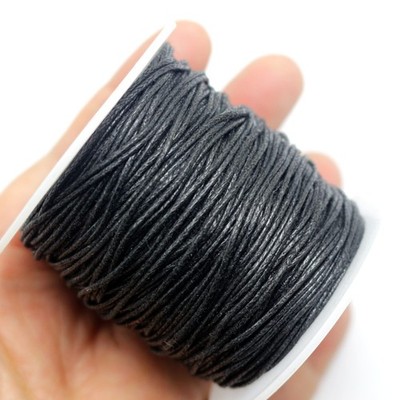 77 Yards/Roll Black Waxed Cotton Beading Cord 1mm for Bracelet Necklace Making