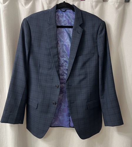 Giacca blazer Rajah personalizzata design lusso lana marina a quadri foderata lilla taglia M - Foto 5 di 19
