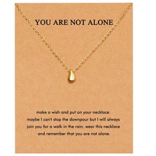 Thinking Of You Gifts For Women, Golden Dainty Waterdrop Pendant Necklace for Wo