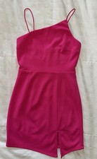 Lulus Hot Pink Asymmetrical Bodycon Mini Dress Size XS