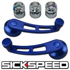 2 Pc Blue Billet Aluminum Window Crank Handle Winder Fits Honda Civicdel Sol