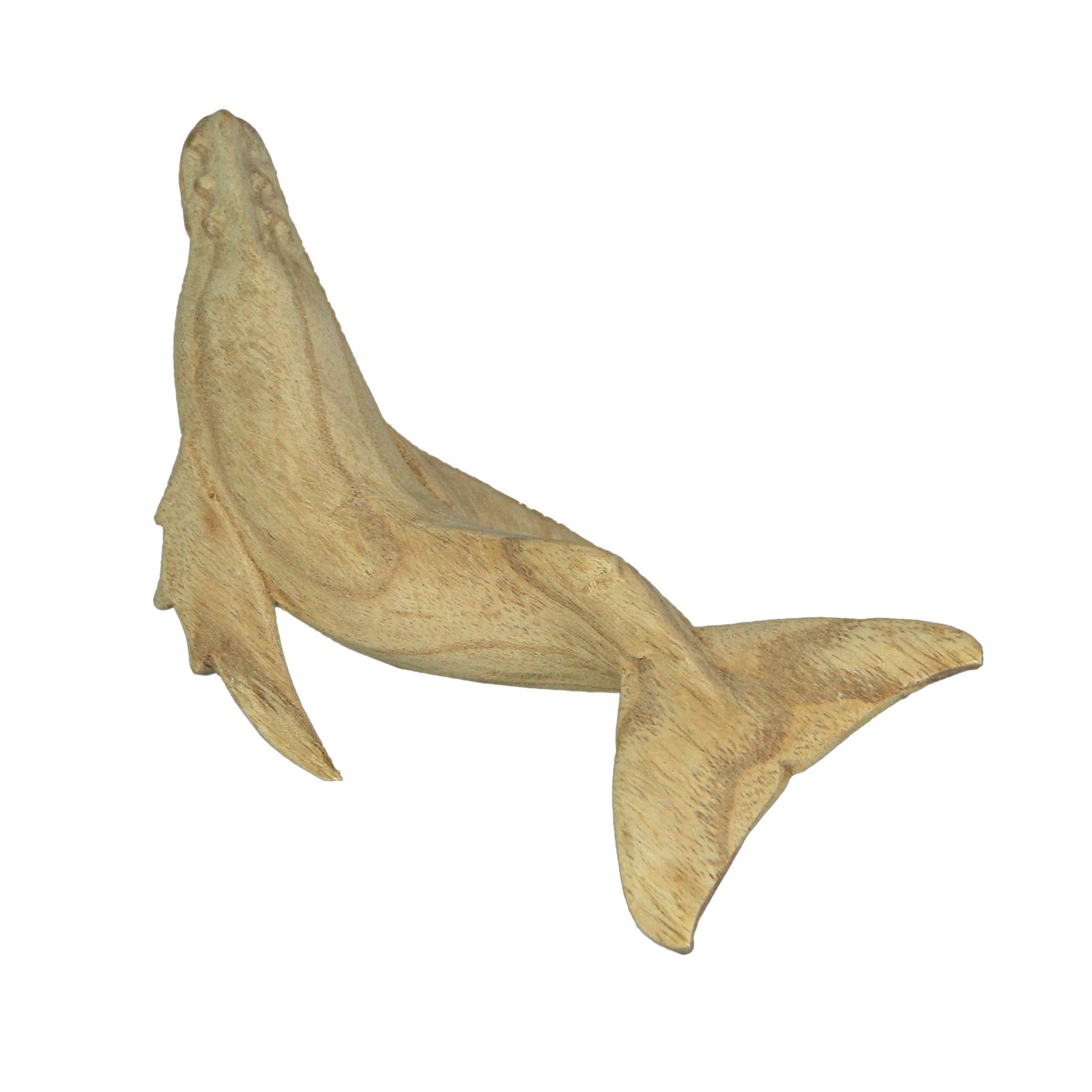8" Hand Carved Humpback Whale Wooden Sculpture – Nautical Ocean Decor Figurine