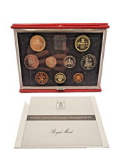 1989 Royal Mint Deluxe Proof Coin Set - 9 Coins  - Red Leather