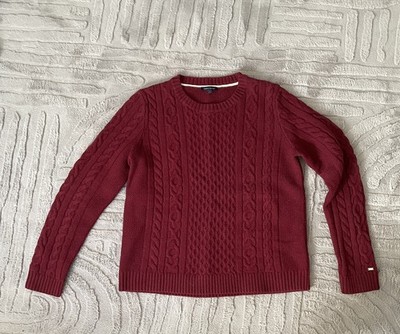 Tommy Hilfiger Pullover Herren Strickpullover Strick Oberteil Rot Größe L