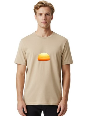 Orange-Gradient-Dome Mens Graphic Tee, 100% Cotton, Casual Summer Wear
