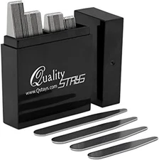 44 Metal Collar Stays for Men – 4 Sizes in Elegant Black Box
