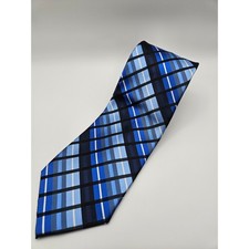 David Taylor Collection Mens Blue Black Plaid Polyester Necktie Classic Tie 58"