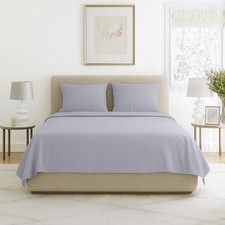 4 Piece Full Sheet Set Silver Brushed Microfiber Deep Pocket Bedding Wrinkle
