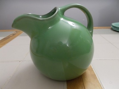 Hall Pottery Green Pitcher Ice Guard Tilt Ball  #633 Made USA Vintage