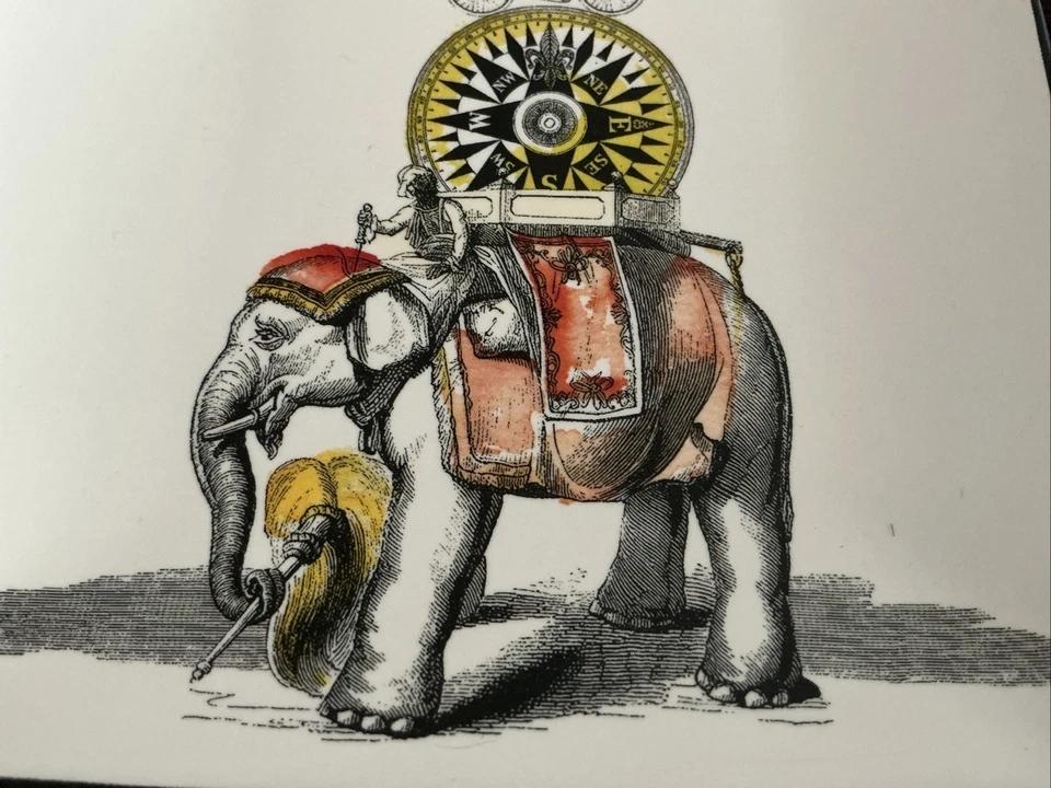 Juego de 4 platos cuadrados de aperitivo Pottery Barn de 5,5" ensalada de unicornio elefante tigre Foto 3 de 4