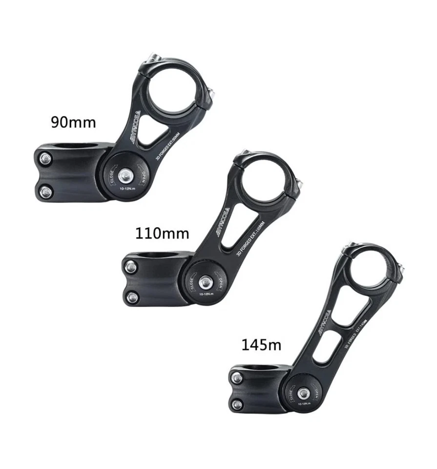 Haste de bicicleta Bynccea 31,8 mm 70 graus ajustável MTB 110mm alumínio preto - Imagem 2 de 4