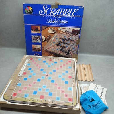 Scrabble Deluxe 1987 Plattenspieler Selchow & Righter drehbares Brettspiel - vollständig 