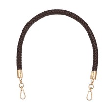 Braided Purse Strap 20" PU Leather Handbag Handle with Golden Buckle Dark Brown